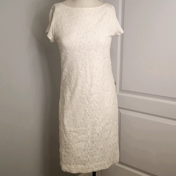 White Lace Stretch Dress Ralph Lauren NWT - Picture 1 of 10